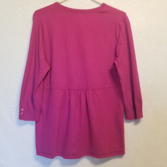 LL Bean Large Sweater Angora Blend Peplum Babydoll Fuchsia Pink Vtg Y2k Preppy - Picture 8 of 9